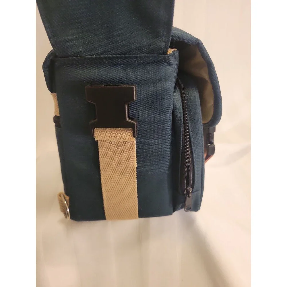 Vtg Canon Camera Bag Organizer Green Pocket Shoulder Strap Carry Case Korea Euc